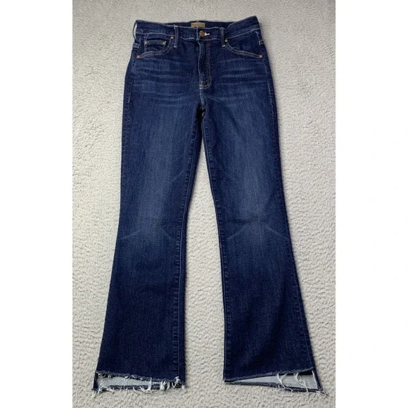 Mother Jeans Womens 27 The Insider Crop Step Fray Jeans Off Limits Dark Wash - Picture 1 of 11